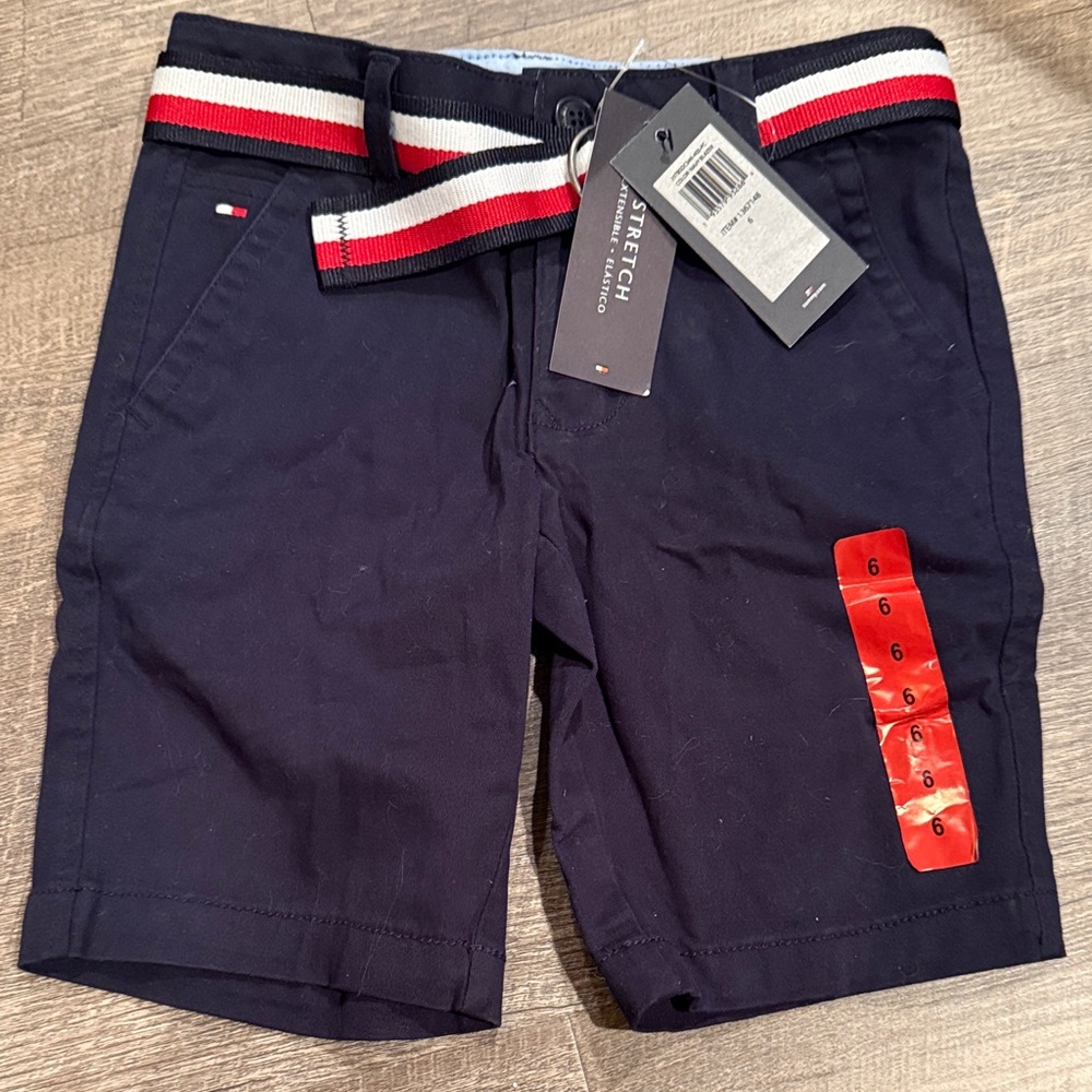 Tommy Hilfiger Navy Kids Casual Shorts with Red and White Accents